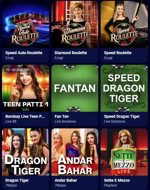 Free live dealer games at Spinay Casino